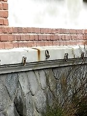 15 pictures - Sexy brunette lifts up her dress to piss