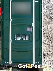 15 pictures - Stunning girl sprays her piss on a portable loo