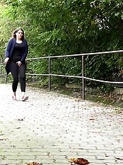 15 pictures - Dark haired chubby girl needs to pee badly