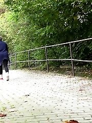 15 pictures - Dark haired chubby girl needs to pee badly