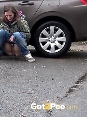 15 pictures - Two friends piss behind a parked car