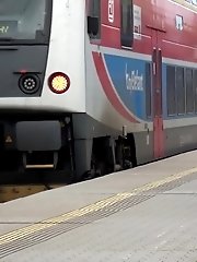 15 pictures - Blonde needs to piss on the train platform