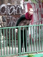 15 pictures - Cute blonde pisses at night outside in the cold