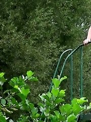 15 pictures - Hot brunette pisses next to a local pond