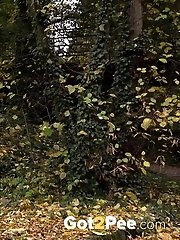 15 pictures - Hot blonde is desperate to piss while outside