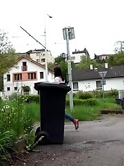 15 pictures - Brunette in glasses pees onto her trainers