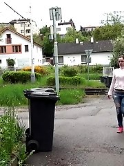 15 pictures - Brunette in glasses pees onto her trainers