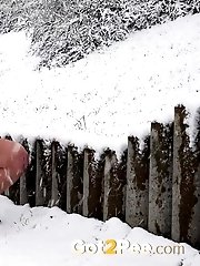 15 pictures - Sexy girl melts snow as she pisses outside