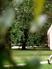 15 pictures - Pretty blonde pisses outside on a bench