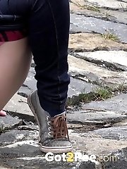 15 pictures - Antonia pees outside next to drainage pipe