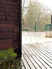 15 pictures - Two best friends piss outside on wooden decking