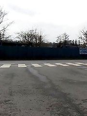 15 pictures - Dark haired girl pisses by a public car park