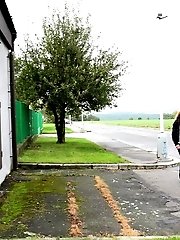 15 pictures - Cute blonde pisses next to a busy road
