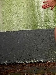 15 pictures - Pretty girl squats to piss while outside