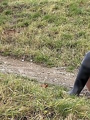 15 pictures - Dark haired babe pisses in the countryside