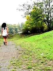 15 pictures - Dark haired Lexi Dona sprays her piss outside