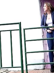 15 pictures - Gorgeous girl shows off her pussy as she pees