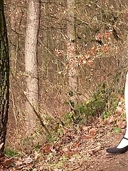 15 pictures - Sexy secretary squats and pisses on a path