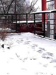 15 pictures - Watch the snow melt as this dark haired babe pees