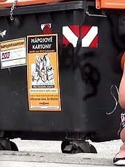 15 pictures - A shy girl needs to piss while outside in the city