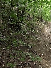 15 pictures - Pretty European is desperate to piss in the woods