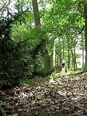 15 pictures - Sexy blonde pees in the forest