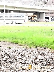 15 pictures - Brunette amateur pisses in public for Got2Pee