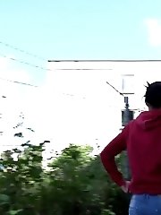 15 pictures - European in glasses squats to piss by railway