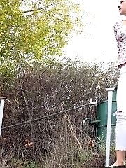15 pictures - Sexy blonde babe relieves her piss desperation