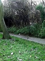 15 pictures - Hot babe pees on a public path while outside