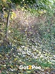 15 pictures - Sexy raven haired girl pisses in the leaves