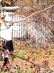 15 pictures - Pretty blonde in boots pisses on the ground