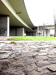 15 pictures - Cute girl in boots pisses outside in the city