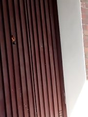 15 pictures - Nervous looking blonde sprays her piss outside