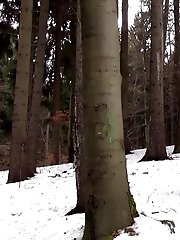 15 pictures - Hot brunette nearly pisses herself in the snow