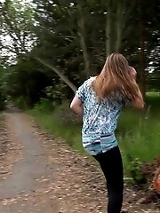 15 pictures - Big boobed babe pisses while outside jogging