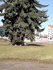 15 pictures - Blonde in glasses squats outside to piss