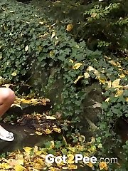 15 pictures - Pretty European gushes her piss while outside