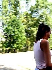 15 pictures - Cute babe in flip flops pisses on the ground