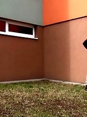 15 pictures - Brunette girl is so desperate to pee outside