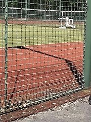 15 pictures - Outdoor pissing near the tennis courts for cutie
