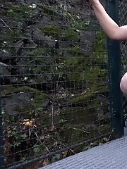 15 pictures - Girl in zebra print dress pisses on some steps