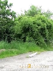 15 pictures - Shy girl makes a pissy mess near a grassy path